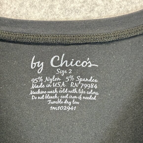 Chicos Black Sleeveless Tank Top Nylon Spandex Scoop Neck Basic Size 2 Large - Picture 2 of 12